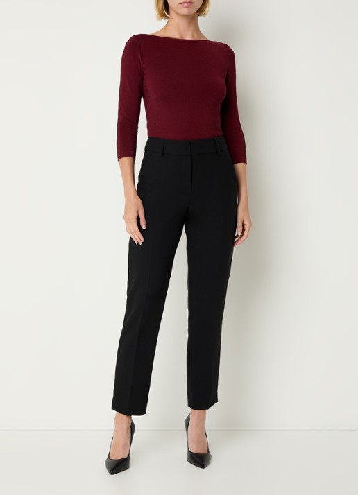 Wolford Cordoba top met boothals - voorkant 2 bordeauxrood