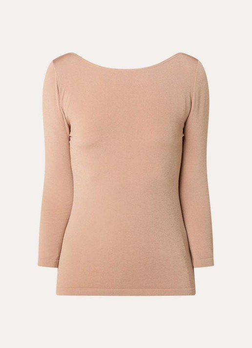 Wolford Cordoba top met boothals - voorkant camel