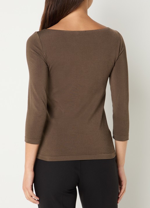 Wolford Cordoba top met boothals - achterkant 4 chocoladebruin