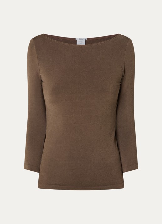 Wolford Cordoba top met boothals - voorkant 2 chocoladebruin