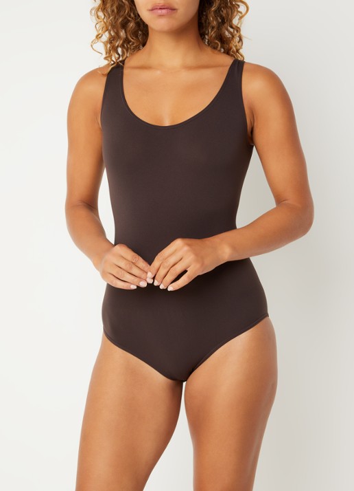 Wolford Corrigerende body met ronde hals - voorkant 4 donkerbruin