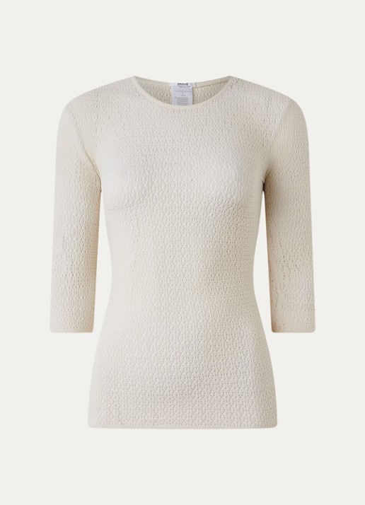 Wolford Daisy Net top met opengewerkt dessin - voorkant gebroken wit