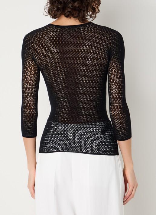 Wolford Daisy Net top met opengewerkt dessin - achterkant 3 zwart