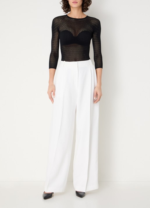 Wolford Daisy Net top met opengewerkt dessin - voorkant 2 zwart