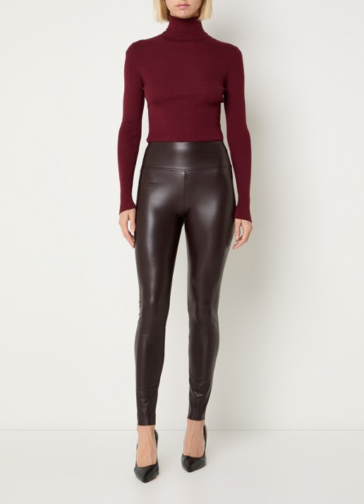 Wolford Edie Forming high waist skinny fit legging van imitatieleer - voorkant 3 chocoladebruin