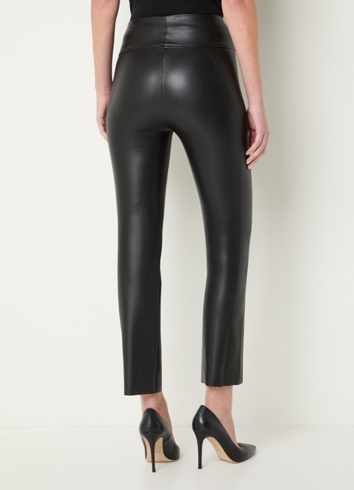Wolford Edie high waist slim fit broek van imitatieleer - achterkant 2 zwart