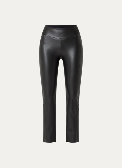 Wolford Edie high waist slim fit broek van imitatieleer - voorkant 3 zwart