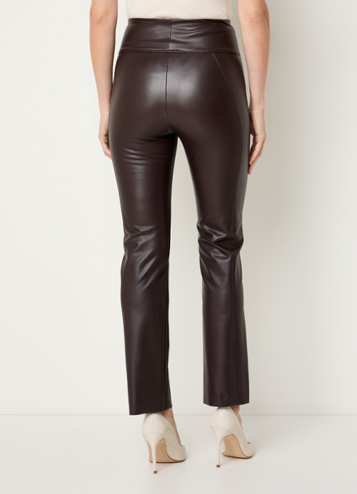 Wolford Edie high waist slim fit broek van imitatieleer - achterkant aubergine
