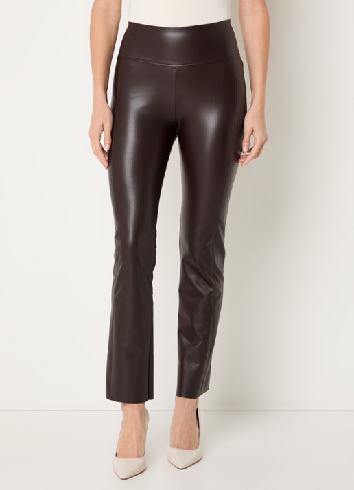 Wolford Edie high waist slim fit broek van imitatieleer - detail 4 aubergine