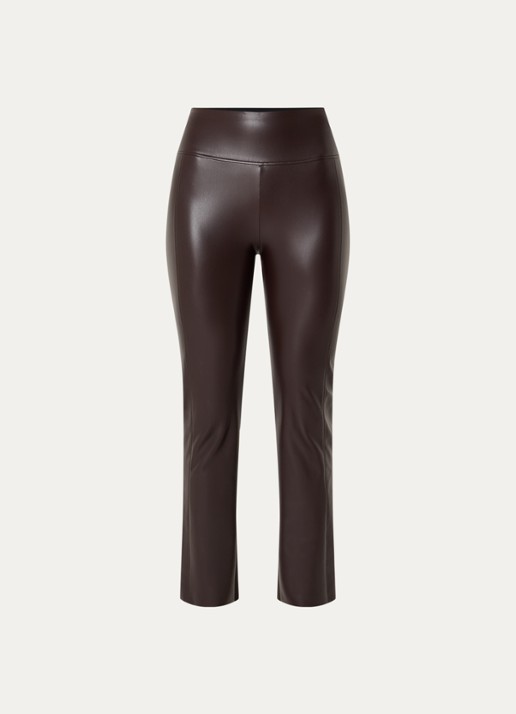 Wolford Edie high waist slim fit broek van imitatieleer - voorkant 2 aubergine