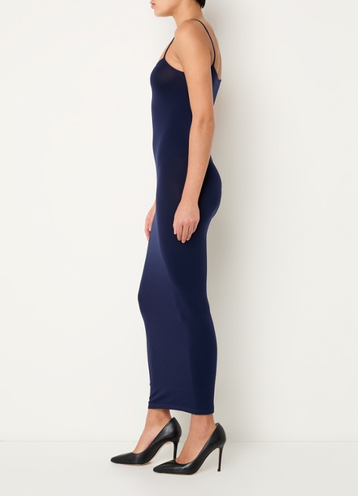 Wolford Fatal maxi jurk met spaghetti bandjes - voorkant 2 donkerblauw