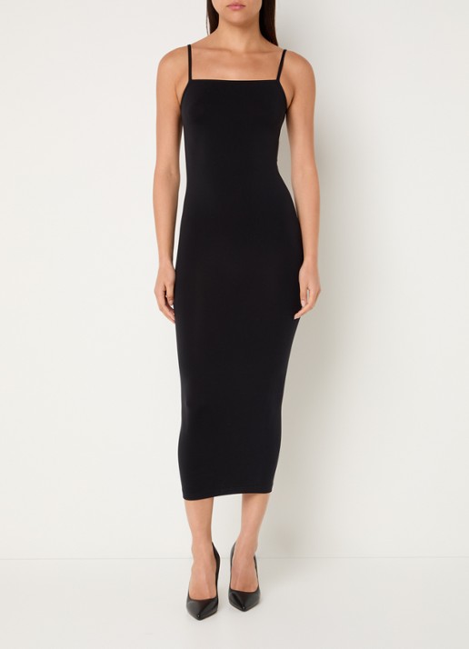 Wolford Fatal maxi jurk met spaghetti bandjes - detail zwart