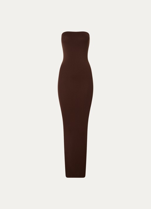 Wolford Fatal maxi jurk met stretch - voorkant 4 bruin