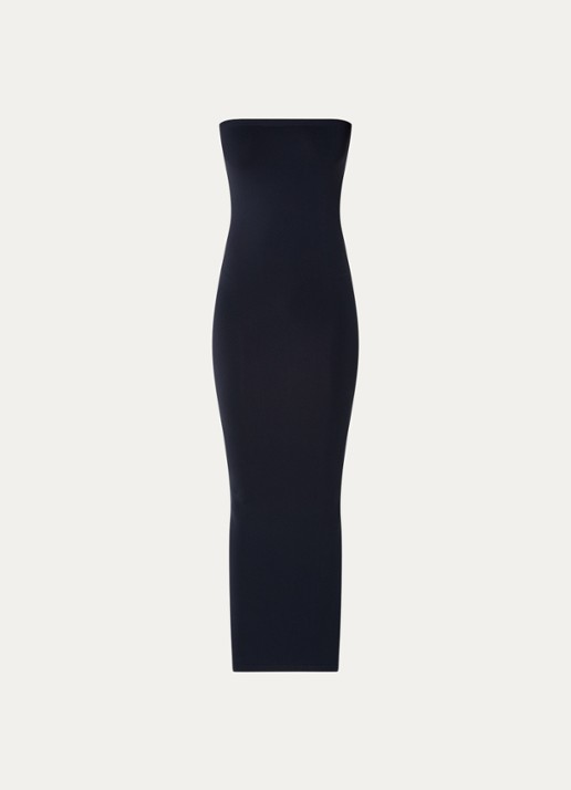 Wolford Fatal maxi jurk met stretch - voorkant 2 donkerblauw