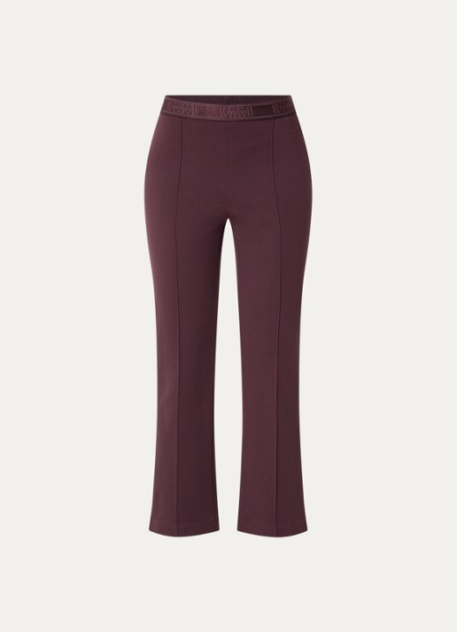 Wolford Grazia high waist flared fit cropped broek met siernaad - voorkant aubergine