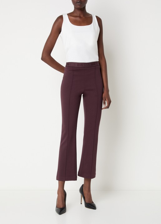 Wolford Grazia high waist flared fit cropped broek met siernaad - voorkant 2 aubergine
