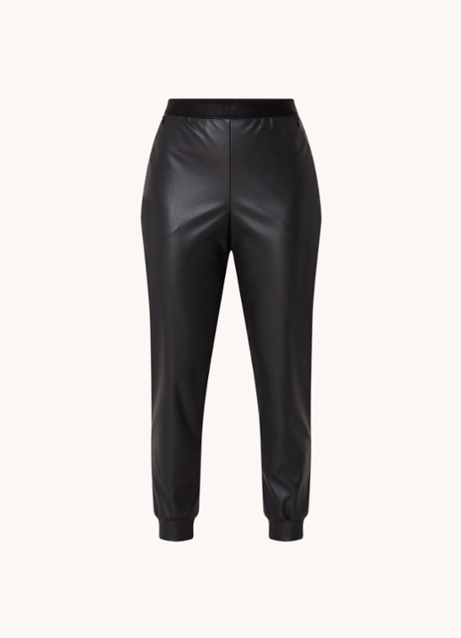 Wolford High waist tapered fit cropped broek van imitatieleer - voorkant 2 zwart