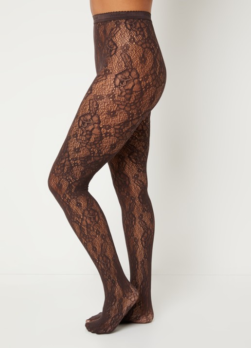 Wolford Infinite Rose netpanty - voorkant 4 donkerbruin