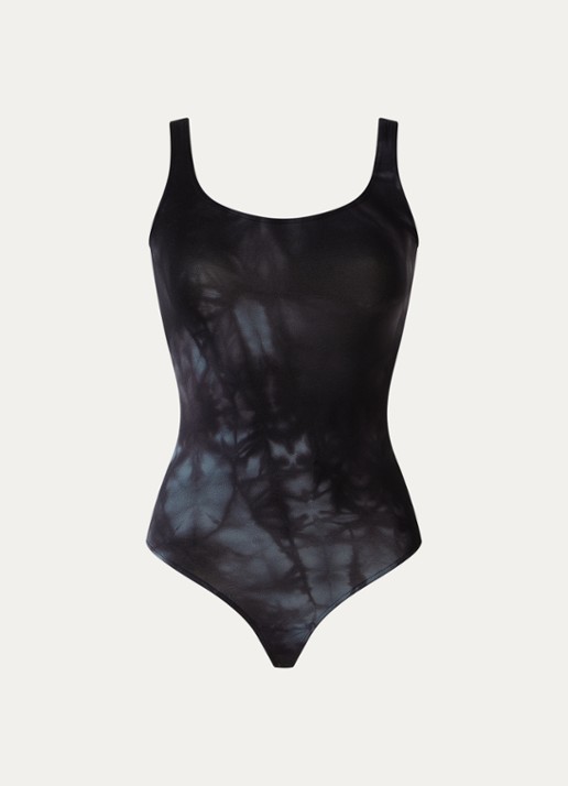 Wolford Ink Fatal string body met print - voorkant antraciet