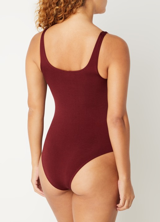 Wolford Jamaika body met ronde hals - achterkant 3 donkerrood