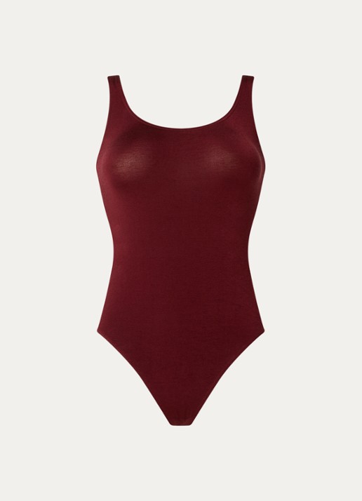Wolford Jamaika body met ronde hals - voorkant donkerrood