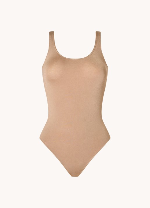 Wolford Jamaika stringbody met glanzende finish - voorkant 2 camel