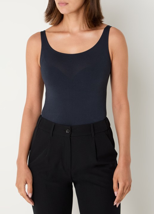 Wolford Jamaika stringbody met glanzende finish - detail donkerblauw