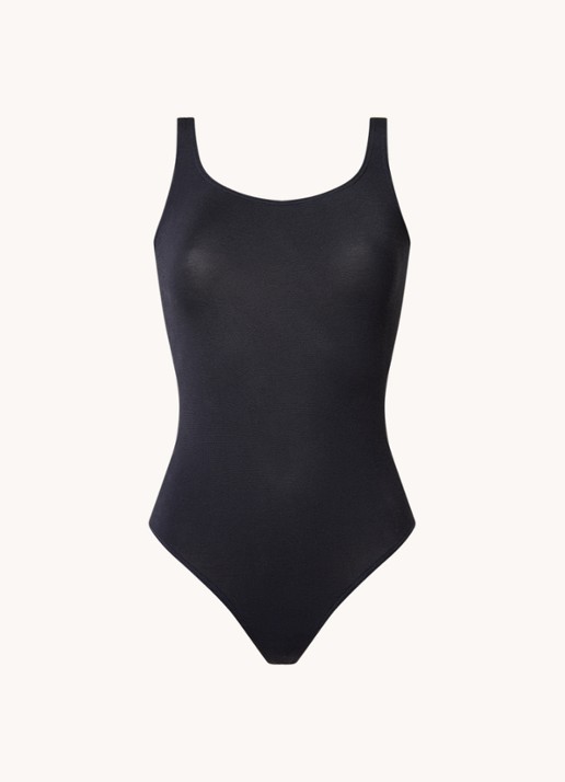 Wolford Jamaika stringbody met glanzende finish - voorkant 3 donkerblauw