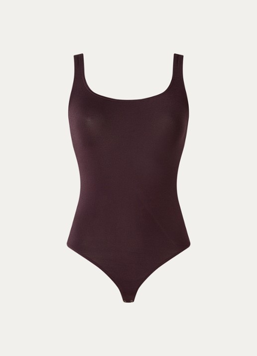 Wolford Jamaika stringbody met glanzende finish - voorkant 3 aubergine