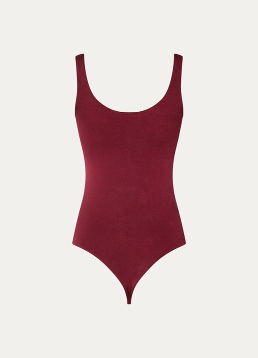 Wolford Jamaika stringbody met glanzende finish - achterkant 4 bordeauxrood