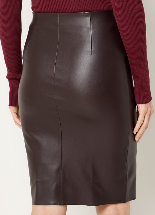Wolford Jenna minirok van imitatieleer - achterkant 2 chocoladebruin