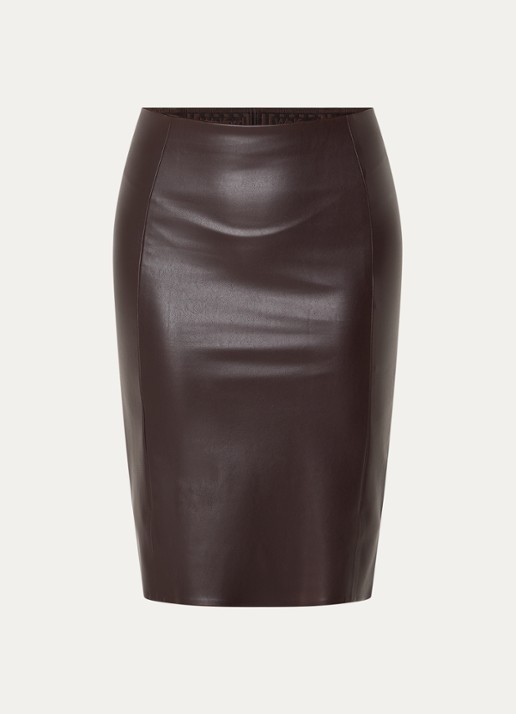 Wolford Jenna minirok van imitatieleer - voorkant 3 chocoladebruin
