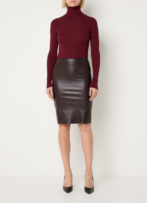 Wolford Jenna minirok van imitatieleer - voorkant 4 chocoladebruin