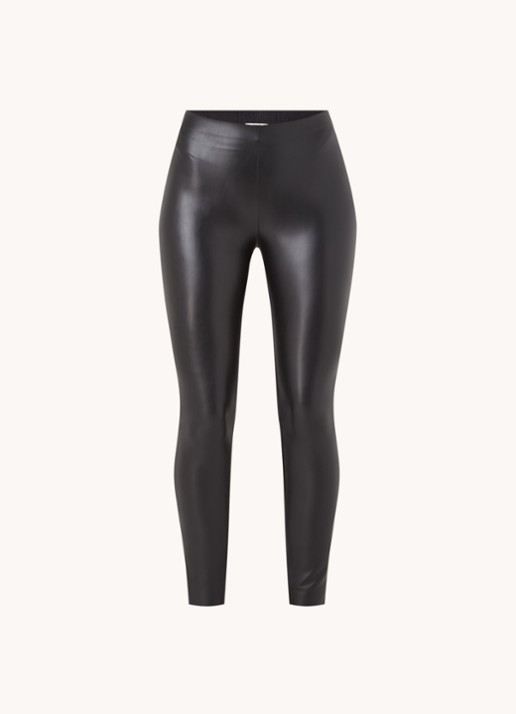 Wolford Jo high waist skinny fit legging van imitatieleer - voorkant diepzwart