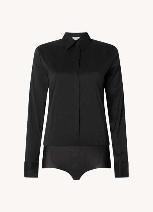 Wolford London Effect body met blinde knoopsluiting - voorkant 2 diepzwart