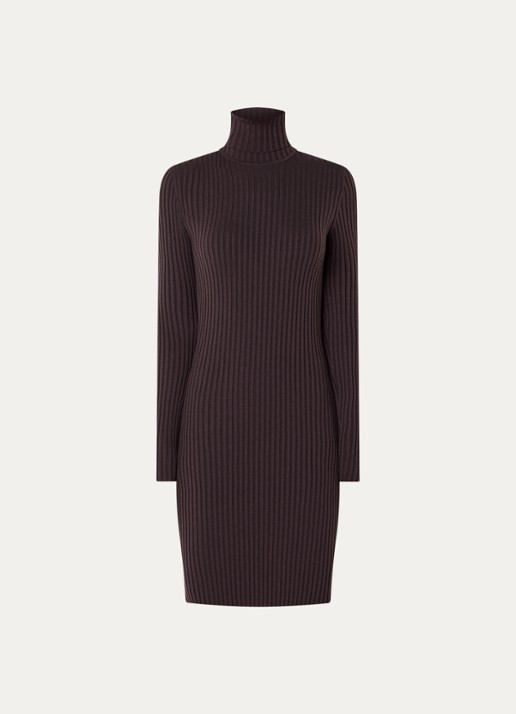 Wolford Merino mini trui-jurk in wolblend - voorkant 3 aubergine