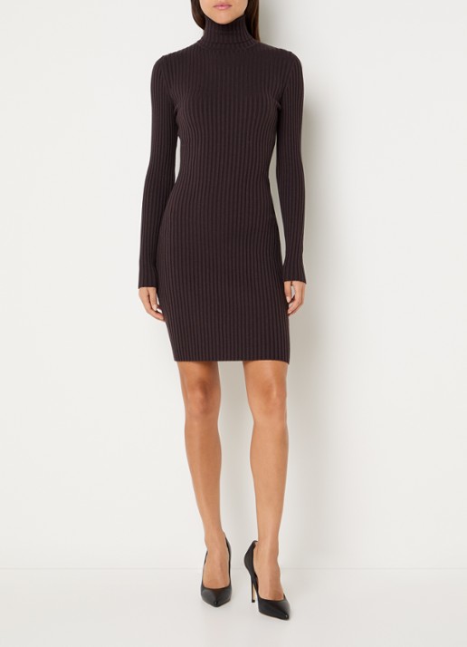 Wolford Merino mini trui-jurk in wolblend - voorkant 4 aubergine