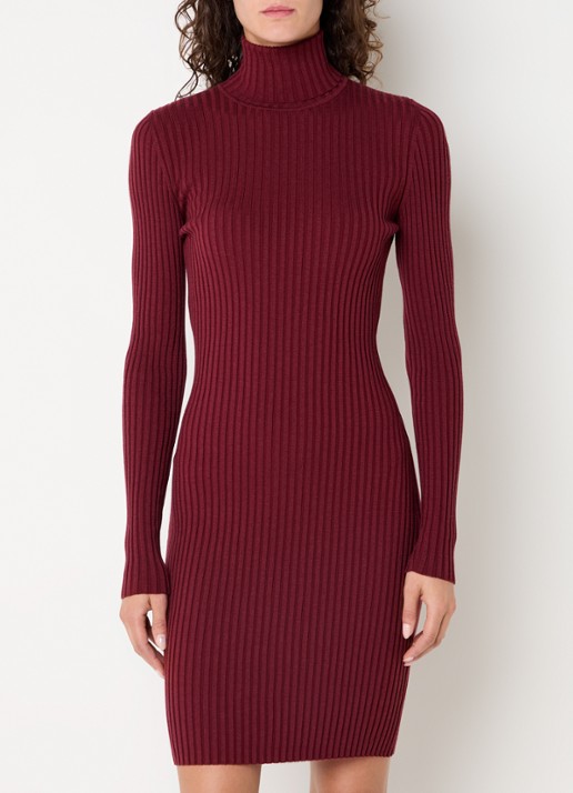 Wolford Merino mini trui-jurk in wolblend - detail bordeauxrood
