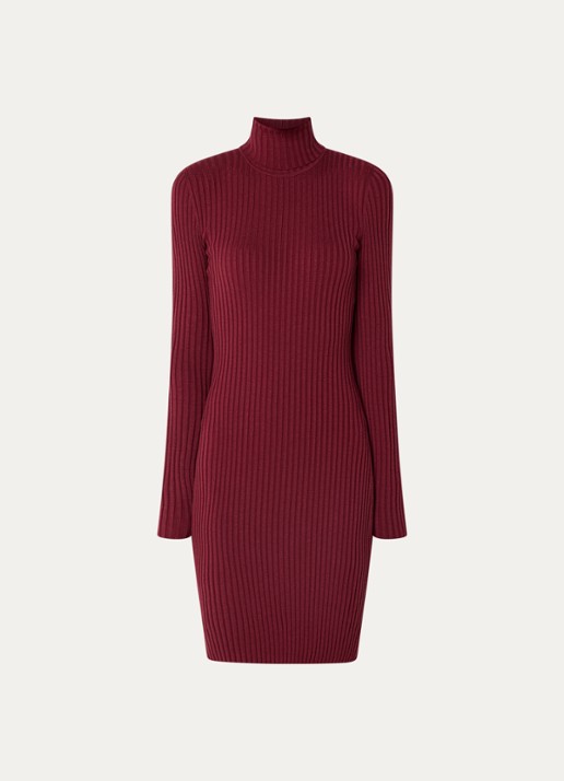 Wolford Merino mini trui-jurk in wolblend - voorkant 3 bordeauxrood