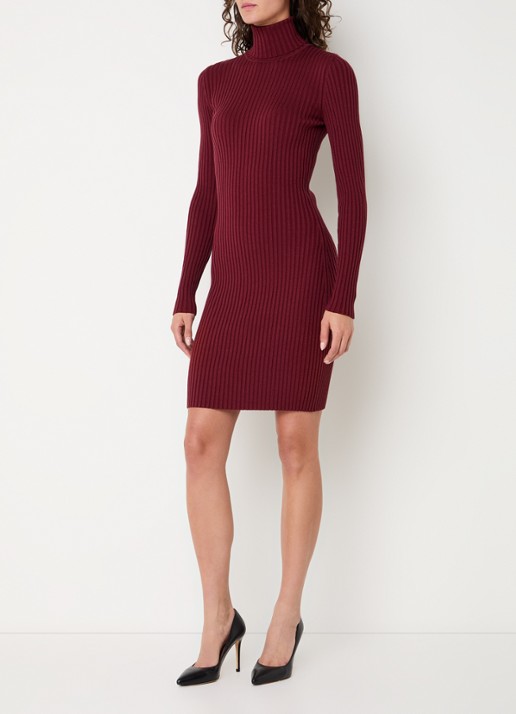 Wolford Merino mini trui-jurk in wolblend - voorkant 4 bordeauxrood