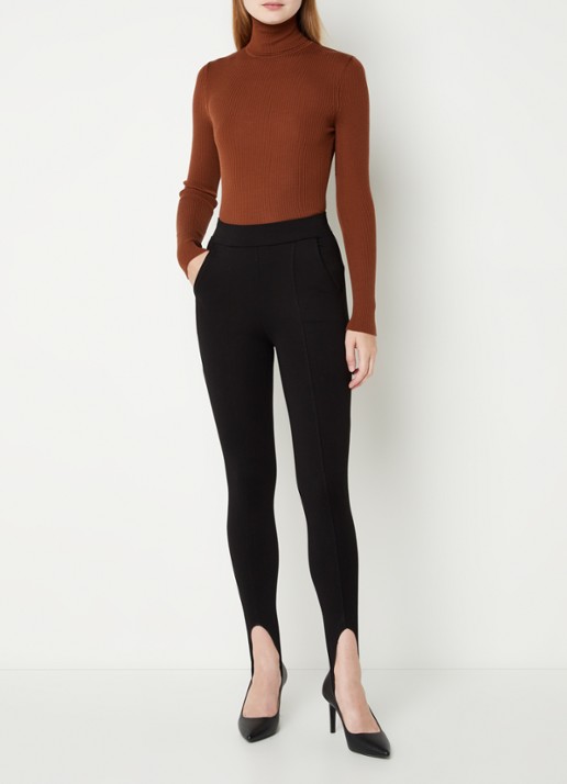 Wolford Merino ribgebreide coltrui van wol - voorkant 2 bruin