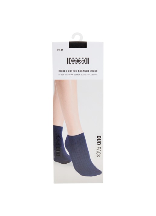 Wolford Ribgebreide sneakersokken in katoenblend in 2-pack