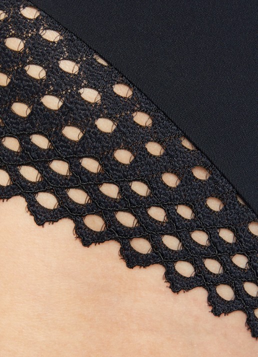 Wolford Romantic high waisted corrigerende hipster met opengewerkt dessin - detail zwart