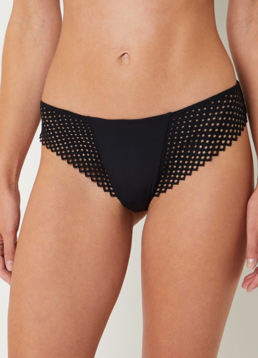 Wolford Romantic slip met opengewerkt dessin - voorkant 4 zwart