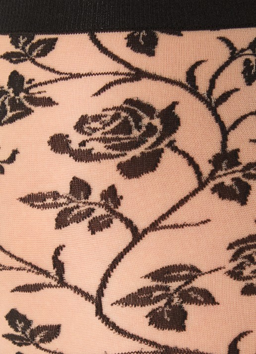 Wolford Rosie panty met bloemenprint in 20 denier - detail grijsmele