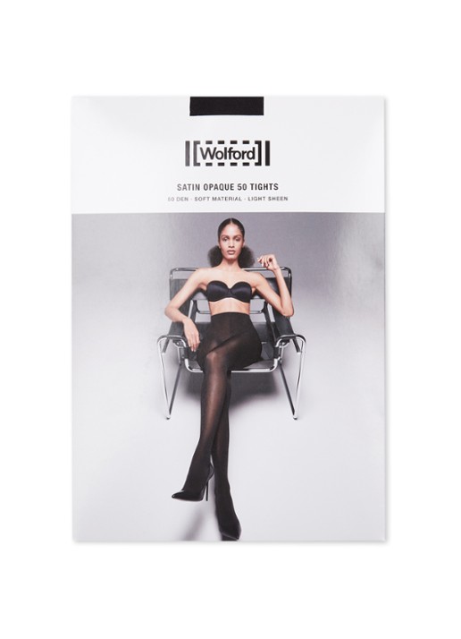 Wolford Satin Opaque panty in 50 denier  - voorkant 3 diepzwart