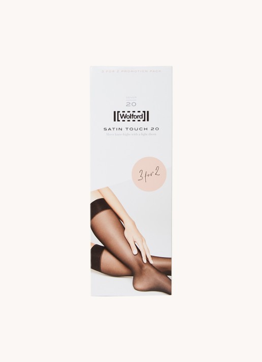 Wolford Satin Touch pantysokken in 20 denier black in 3-pack - voorkant zwart