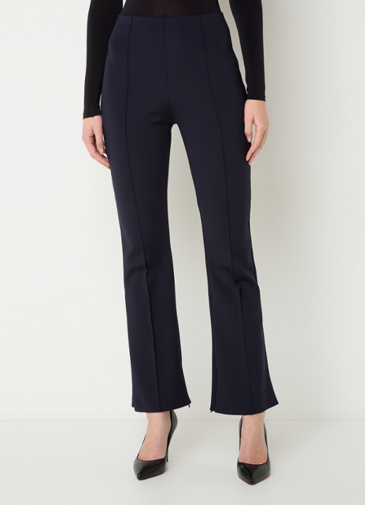 Wolford Scuba high waist flared legging met persplooi - detail donkerblauw