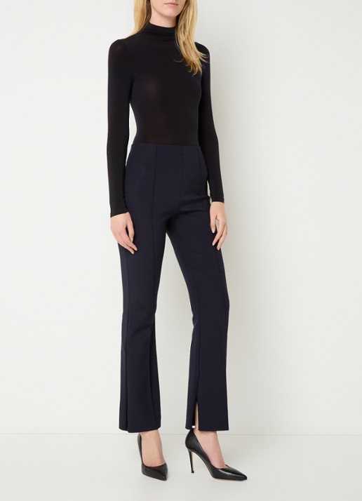 Wolford Scuba high waist flared legging met persplooi - voorkant 4 donkerblauw