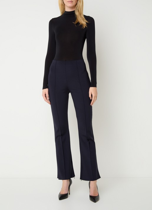 Wolford Scuba high waist flared legging met persplooi - voorkant 5 donkerblauw